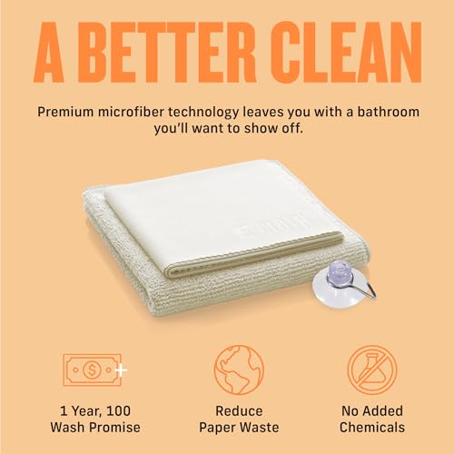 Shower Cleaning Kit, Reusable Microfiber Cleaning Cloth, Ideal Shower Cleaner for Glass, Tile, Ceramic, Bathroom and Bathtub, 100 Wash Guarantee, Ivory, 2 Cloth Set - view 4
