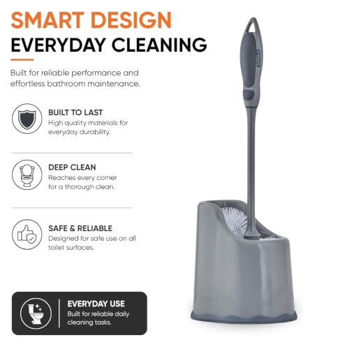 Toilet Brush and Holder (1 Pack) Toilet Scrubber Bowl Cleaner Brushes Wand, Toilets Brush with Holder Caddy, Bathroom Cleaning Brush, Bowl Brush Set - view 6