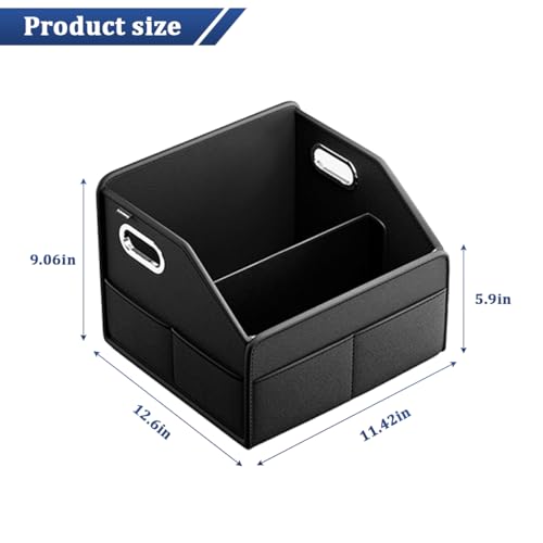 Car Seat Organizer, Foldable Multifunctional Vehicle Front and Back Seat Floor Storage Box with Metal Handle, Collapsible Automotive Interior Caddy Organizer, Universal for SUV Van Truck - view 2