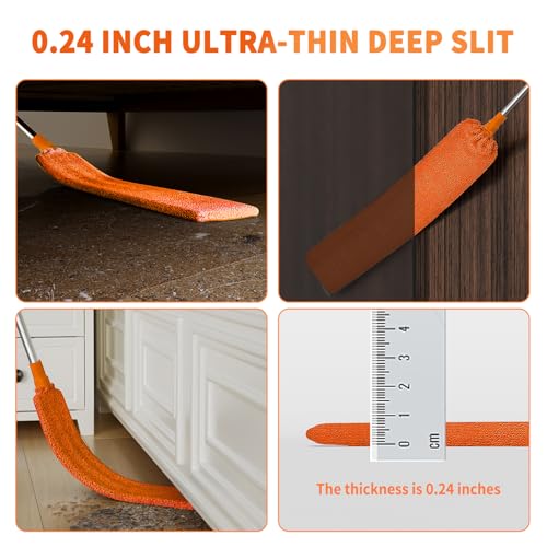 Cobweb Duster with Extension Pole,Cleaner Outdoor 110" Telescoping Extended Sspider Brush, Dusting Kit,Long Handle Reach for High Ceilings and Fans,Microfiber Webster Remover Tools Feather Dusters - view 6