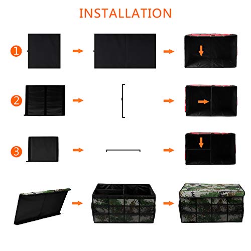 Car Trunk Organizer Collapsible Portable Multi Compartments Organizer with Non Slip Straps for SUV Truck Auto Vehicle Car Auto Minivan (Large covered, Camouflage) - view 6