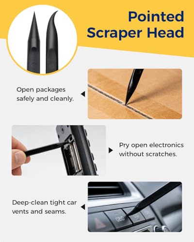 12Pcs Plastic Scraper Tool, Crevice Cleaning Tool, Non-Scratch Car Detailing Supplies for Cleaning, Versatile Label/Sticker Remover & Peeler Tool for Tight Spaces (Black-12Pcs) - view 4