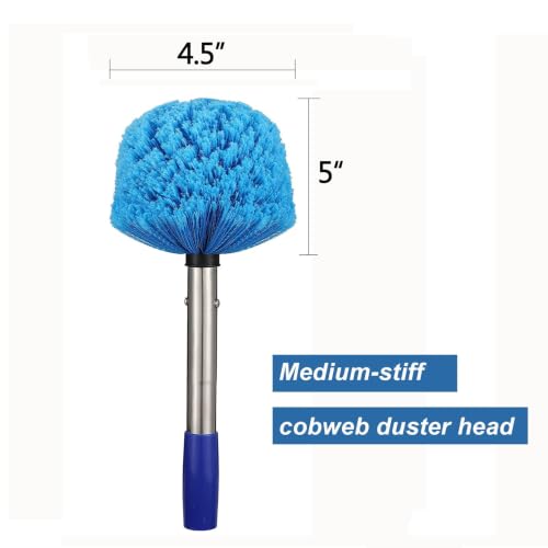 Cobweb Duster with Pole, 4ft Stainless Steel Pole Cobweb Brush with Medium-Stiff Bristles for Walls Beams Shelves Iight Fixtures and Window Screens - view 3