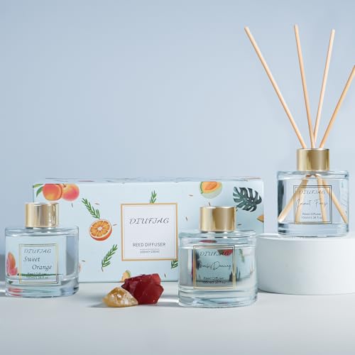 200ml Scent Diffuser with 6 Fiber Sticks, 6.76 oz Reed Diffuser Set Aromatherapy Fragrance Diffusers Air Fresheners for Home Bedroom Bathroom (Coconut Peach) - view 6