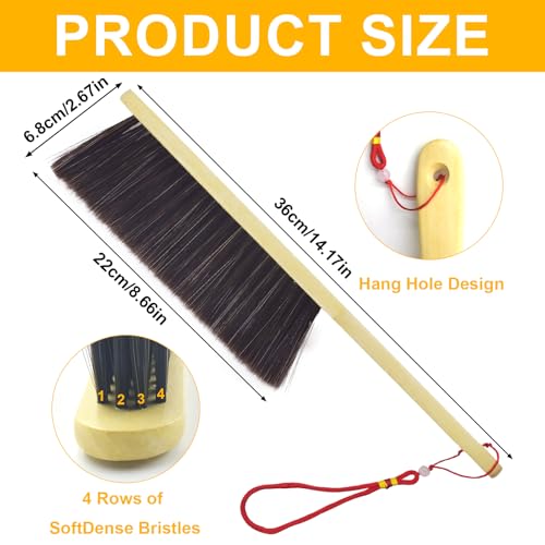 2 Piece Wooden Hand Broom, Dust Brush,Bench Brushes,Soft Bristles, Long Fireplace Brush with Wood Handle for Clothes Household Cleaning, Counters, Beds, Sofas, Car Fireplaces, Benches, Furniture - view 2