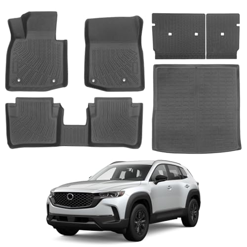 Car Floor Mats for 2026 2025 Mazda CX-50 (Only Fit Hybrid) TPE All Weather Anti-Slip Floor Liners & Trunk Cargo Liner & Backrest Mat Odorless Waterproof Car Mats Custom Full Set CX50 Accessories - view 7