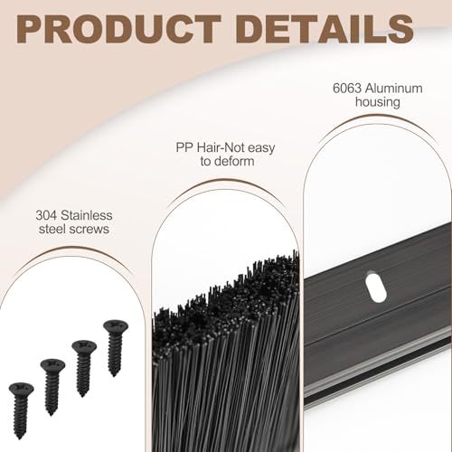 2 Pack Garage Door Brush Seal, Black Brush Sweep for Roll-Up Doors, 6.6 FT - view 4