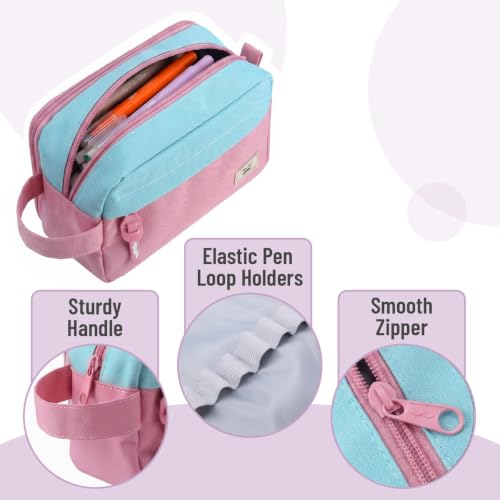 High Capacity Pencil Case, Large Pencil Pouch with 3 Compartments and 2 Pockets, Large Pencil Bag with Smooth Zipper, Cute Pencil Case Pouch Organizer, School Supplies for Teens - view 4