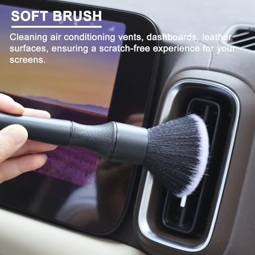 2 Microfiber Detailing Brushes, Car Interior Detailing Brush for Air Vent,Dashboard, Leather,Cleaning Tool Efficient Dust Removal for Car Interior, Computers, Keyboards, Digital Device - view 2