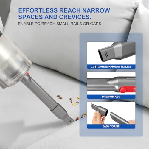Crevice Tool Vacuum Attachments Compatible with Dyson V15 V12 V11 V10 V9 V8 V7 Gen5 Outsize Vacuum Cleaner, Narrow Nozzel Replacement Parts for Hard-to-Reach Space - view 2