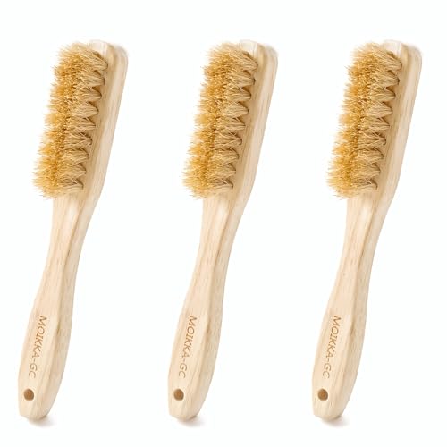 3Pcs Small Wood Laundry Stain Brush Set, Boar Bristles, Wooden Handle