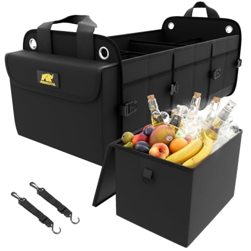 Trunk Organizer with Cooler - 100L Collapsible Car Organizer,Black