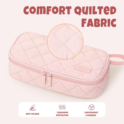 Cute Pencil Case, Large Capacity Pencil Pouch Aesthetic Zipper Pencil Bag, Big Storage Pen Organizer for Stationery, Soft Quilted Pencil Box Back to School Supplies for Teen Girls Boys,Soft Pink - view 3