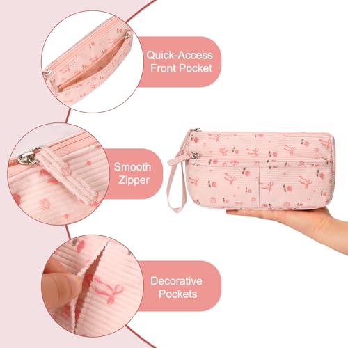 Pencil Case, Corduroy Triangle Makeup Bag Kawaii Pen Bag Pouch - view 2
