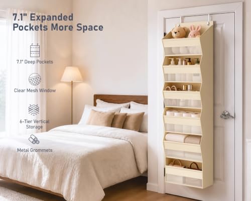 Over the Door Organizer, 6-Shelf Hanging Organizer, Beige, 1 Pack - view 3