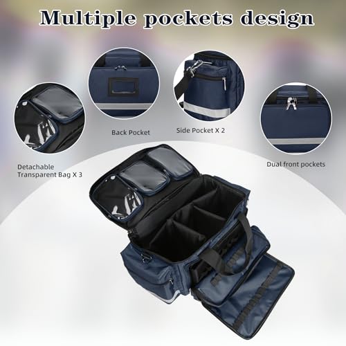 Medical Bag Empty First Aid Bag Emergency Responder Bag Professional First Aid Kits Storage with Inner Dividers and No-Scratch Bottom,Trauma Bag for Home Health - view 2