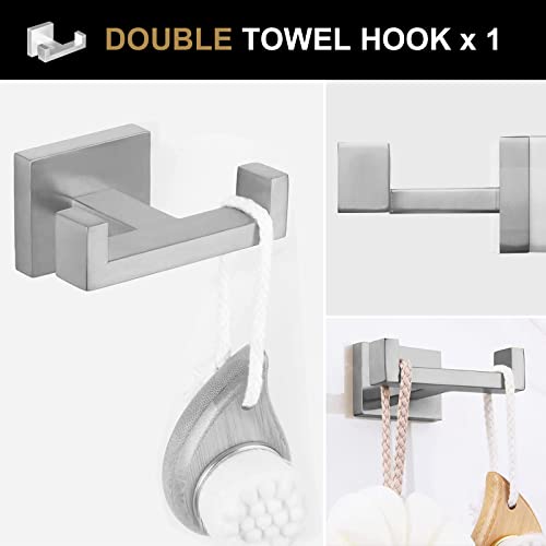 5-Piece Bathroom Hardware Accessories Set Brushed Nickel, Bathroom Towel Bar Holder Sets Wall Mounted Stainless Steel, 23.6-Inch - view 4