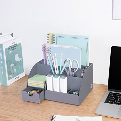 Grey Desk Organizer, 9 Compartments, Office Supplies and Desk Accessories Organizer, Office Decor Desktop Organizer (Gray) - view 6
