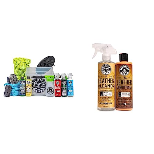 Arsenal Builder Car Wash Kit with Foam Gun, Bucket and Cleaning Chemicals (Works w/Garden Hose) and Leather Cleaner and Conditioner Kit