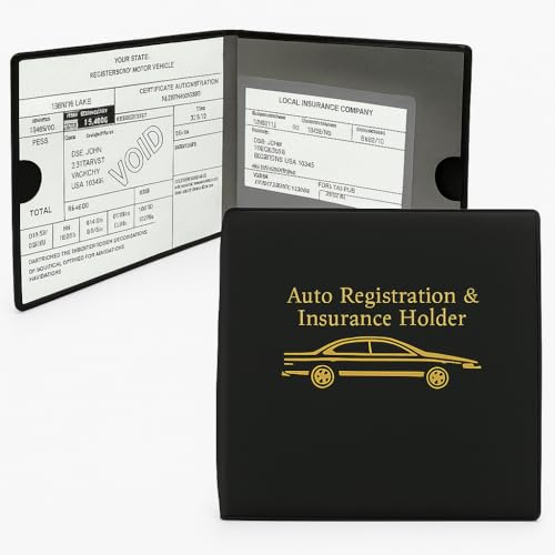 ESSENTIAL Car Auto Insurance Registration BLACK Document Wallet Holders 2 Pack - [BUNDLE, 2pcs] - Automobile, Motorcycle, Truck, Trailer Vinyl ID Holder & Visor Storage - Strong Closure On Each - view 2