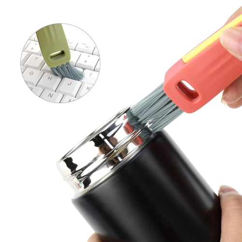 3 Pcs 3 in 1 Cup Lid Cleaning Brush Crevice Cleaning Brush for Bottle Gap 3 in 1 Cleaning Brushes for Tight Spaces Multifunctional Portable Cup Lid Cleaner Home Kitchen Cleaning Tools (Green Blue Red) - view 2