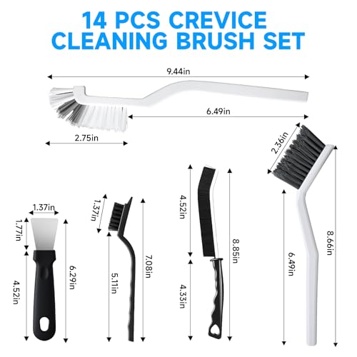 14Pcs Crevice Cleaning Brush Set, V Shape Grout Cleaner Brush for Deep Cleaning Gap, Hard Bristle Scrub Brushes Tools, Cleaning Supplies for Household Use, Bathroom, Kitchen, Toilet, Window - view 7