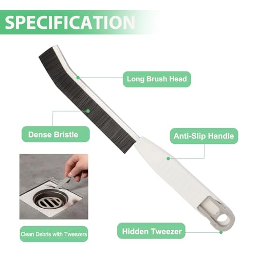 Crevice Cleaning Brush Hard Bristled, Grout Cleaner Brush, Multifunctional Thin Gap Scrub Brush, Bathroom Cleaner Tools for Household Use, Kitchen, Window, Toilet, Grout, Faucets(3PCS Frtosted White) - view 3