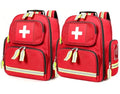First Aid Backpack - Multi Pocket Emergency Medical Bag for Camping, Trip, Go Bag, Sports Medicine, Trauma (Red, Pack of 2)