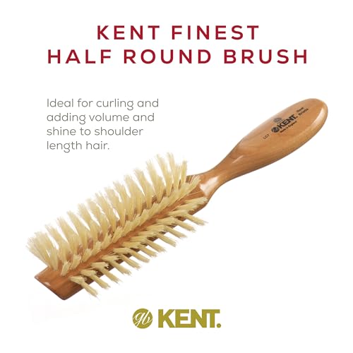 LC7 Half Radial Hair Brushes for Women Curling Hair Brush Made of Cherrywood - White Natural Boar Bristle Hairbrush Adds Volume to Shoulder Length Hair - Salon Style Pure Wood Brush from - view 4