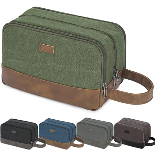Travel Toiletry Bag for Men, Canvas Shaving Dopp Kit