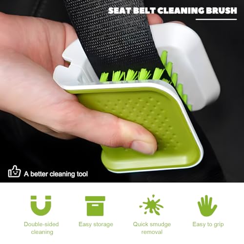 Car Seat Belt Cleaning Brush, Double Sided U-Shaped Safety Belt Bristle Scrubber Washing Tool, Multifunctional Foldable Closed Structure Seatbelt Cutlery Cleaner Brush - view 4