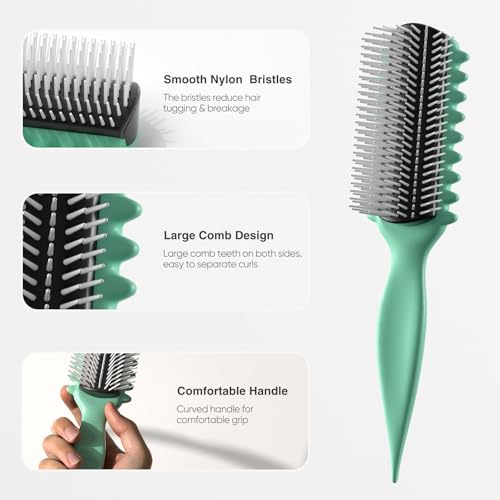 AM8:00 Curl Defining Brush,9 Rows Premium Styling Hairbrush for Curly Hair - view 3