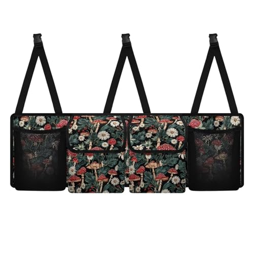Floral Mushroom Car Trunk Organizer Foldable Backseat SUV Organizer Multifunctional Storage Carrying Caddy Tool Tote Bag Storage Bag for Camping