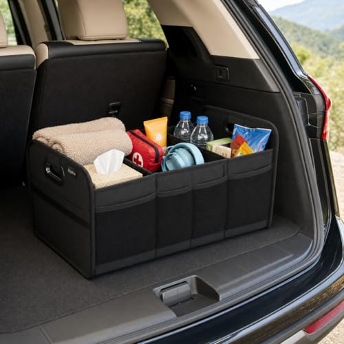 Car Trunk Organizer Foldable Waterproof Storage Caddy with Handles, Collapsible Auto Organizer for SUV, Truck, Van, Black - view 5