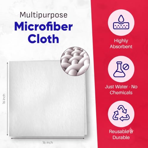 Premium Microfiber Cleaning Cloth (12-Pack), Reusable Glass Cleaning Towel, Lint-Free Polishing Cloth for Windows, Mirrors, Chrome, Stainless Steel, Granite, Home & Auto - view 3