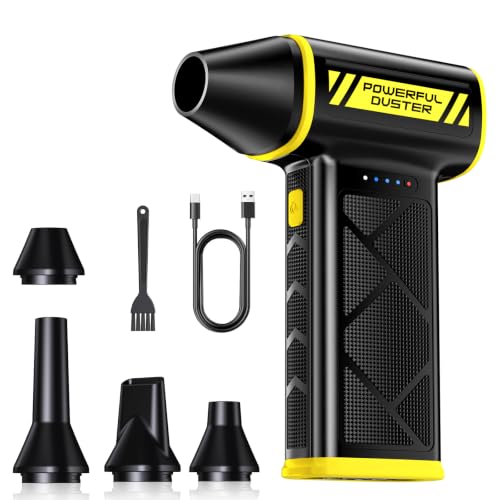 Compressed Air Duster, 130000RPM Ultra-Powerful Electric Air Duster, 3-Speed Cordless Turbo Air Blower, Rechargeable Dust Cleaner for Car Detailing, Keyboard, PC, Home & Outdoor