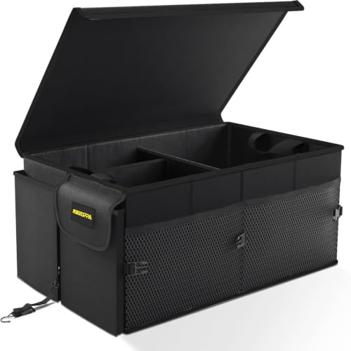 Trunk Organizer with Lid - 65L Collapsible Car Organizer, Black