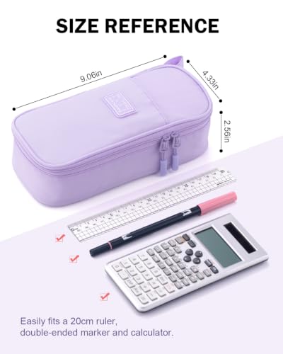 Durable Pen Pencil Case Big Storage Pen Pouch Bag for School Supplies Office College Teen Girls Adults, Purple - view 3
