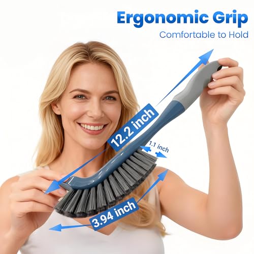 3 Pack Hard Bristle Scrub Brush Set, Cleaning Brush Designed for Cleaning Shower, Bathroom Faucets, Tile Grout, Sink Edges, Around Toilets, and Hard to Reach Corners and Crevices - view 2
