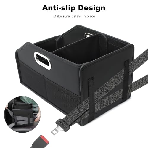 Car Seat Storage Organizer,Reinforced Dividable PU Leather Car Caddy Basket - view 4