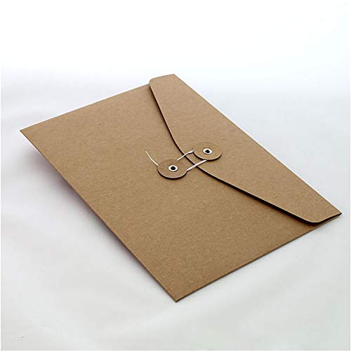 Kraft String Envelope File Folder Project Pockets File Jacket Document Organizer Flat-No Expansion A4 Letter Size (Kraft Brown, Pack of 5) - view 2