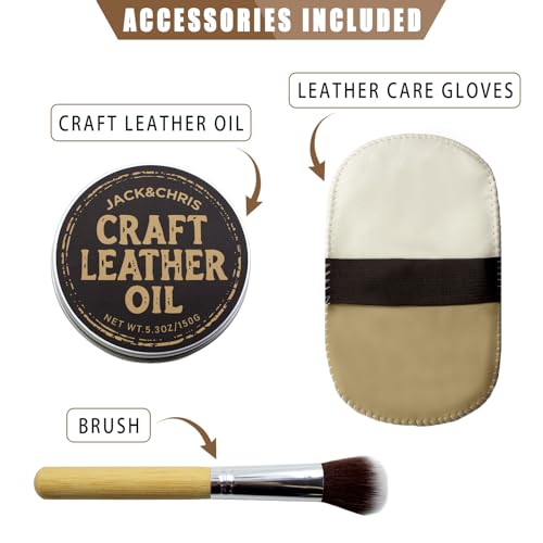 Leather Cleaner and Conditioner, Mink Oil with Brush & Glove, Soften & Protect Leather for Car Seat, Couch, Shoes - view 2