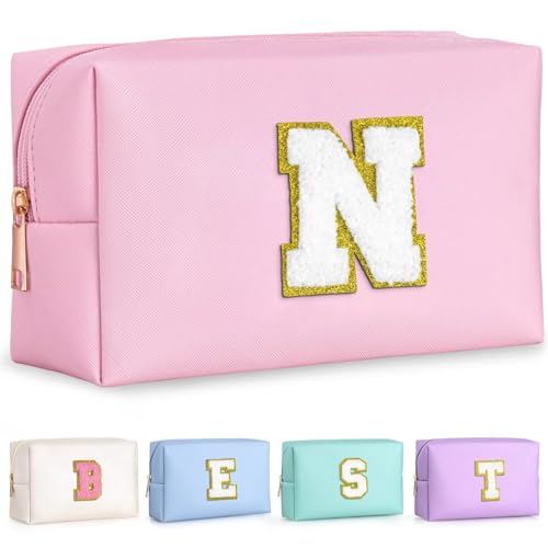 Makeup Organizer - Initial Makeup Bag, Desk Organizer Small Cosmetic Bag Desktop Cosmetic Organiser (Pink N)