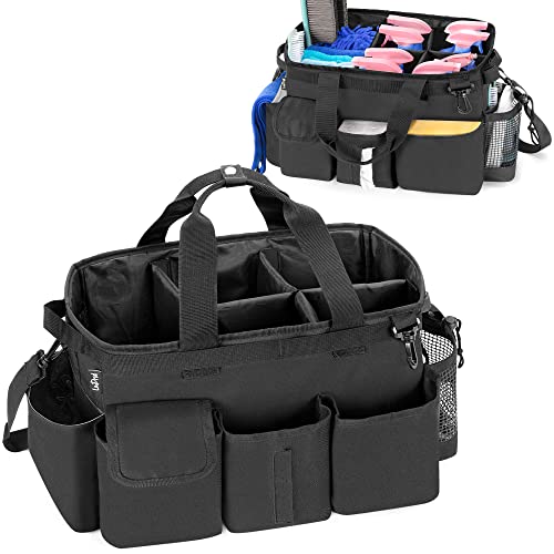 Large Wearable Cleaning Caddy Bag with Detachable Divider,Black