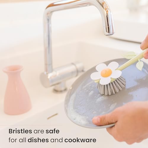Florganic Dish Brush with Holder, Dish Scrubber, Pink - view 4