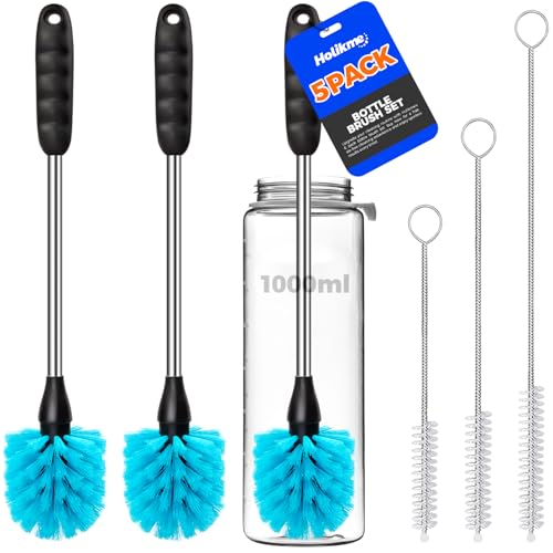 5 Pack Bottle Brush 14" Stainless Steel Straw Cleaner Brush,Blue