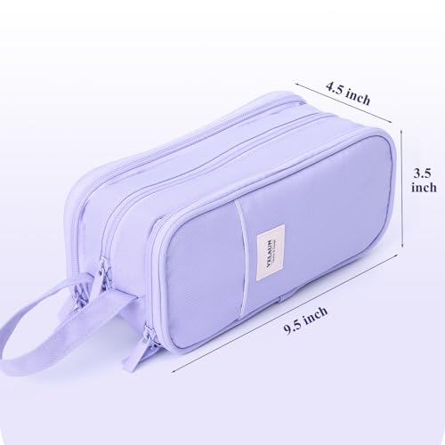Pencil Case Pouch, Large Capacity Pencil Box Bag, Aesthetic Pen Organizer for School Supplies, Cute Preppy Stuff for Girls Boys Kids, Back to College Stationery, Purple - view 6