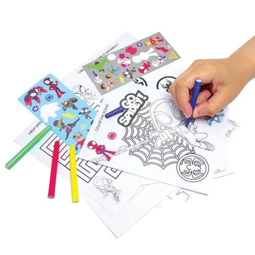 Spidey and His Amazing Friends Stow & Go Activity Kit – 17-Piece Marvel Art Set with Stickers, Crayons, Coloring Pages & Carry Case – Kids Travel Kit Ages 3+ - view 5