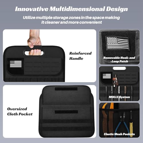 Car Trunk Organizer for SUV- 70L Tactical MOLLE Car Storage, Black - view 4