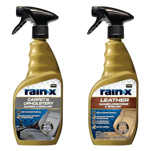 Interior Care Bundle: 16 Fl Oz Carpet & Upholstery Cleaner + 16 Fl Oz Leather Cleaner Conditioner - Cleans, Repels & Protects Car Interiors